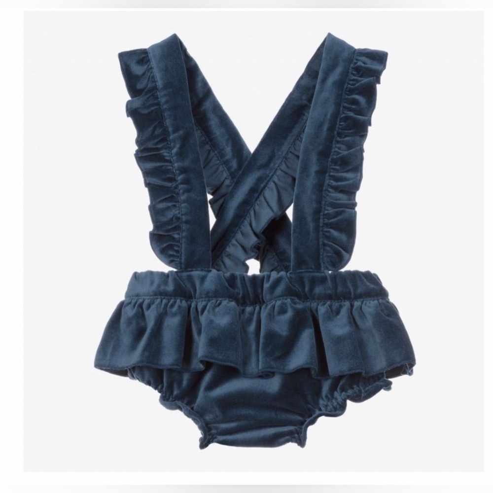NWT phi clothing 3t blue velvet  shorts with braces